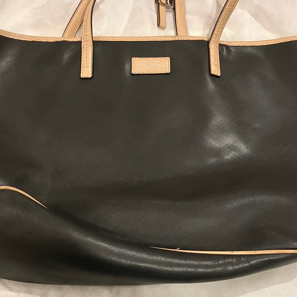 Coach Black and Tan Leather Tote